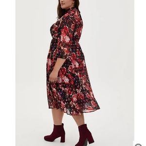 Torrid Floral Chiffon Mock Neck Midi Dress